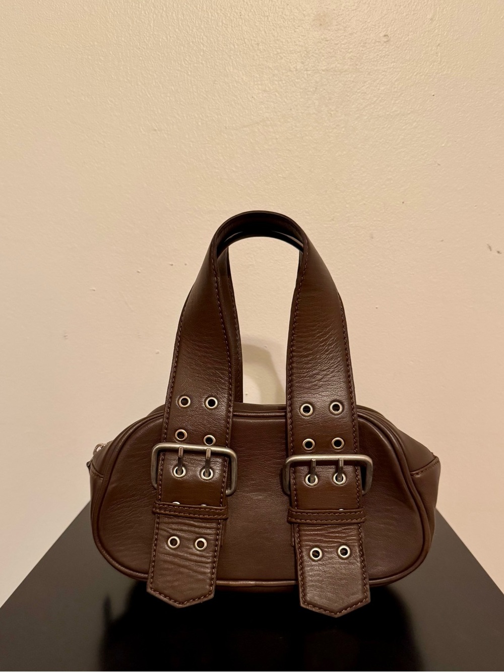 Free People Brown Double-Strap Leather Shoulder Bag - Picture 2 of 7